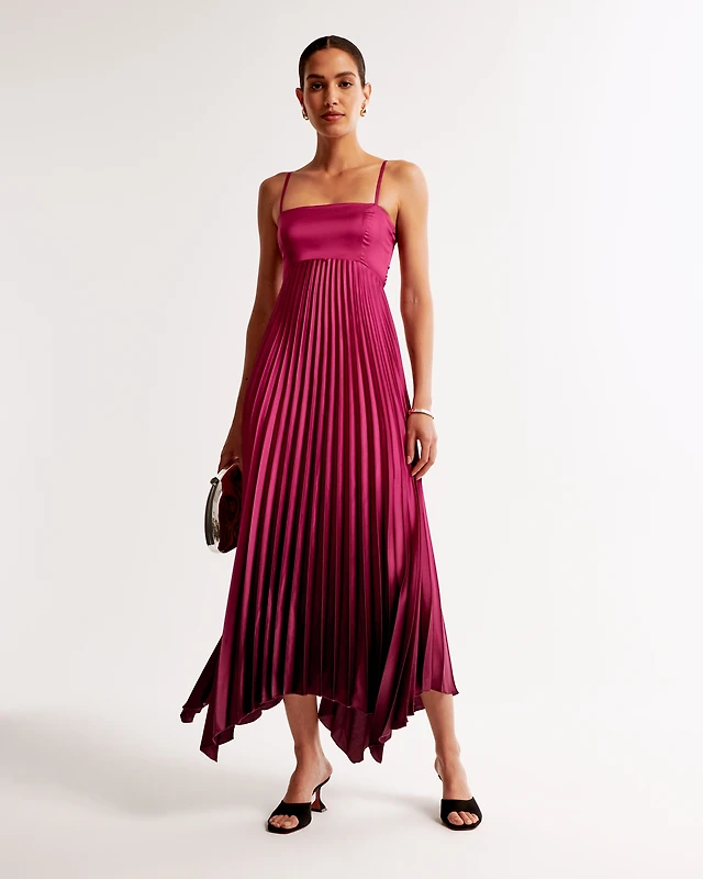 Abercrombie & Fitch The A&F Giselle Clasp-Back Pleated Midi Dress | MainPlace Mall Abercrombie & Fitch The A&F Giselle Clasp-Back Pleated Midi Dress | MainPlace Mall