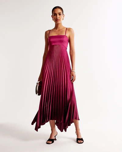 The A&F Giselle Clasp-Back Pleated Midi Dress