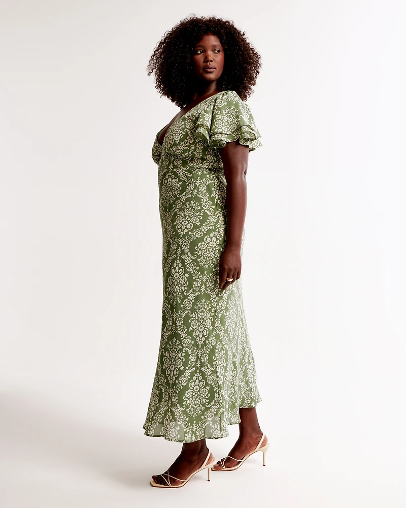 Ruffle Sleeve Maxi Dress