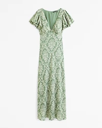 Ruffle Sleeve Maxi Dress