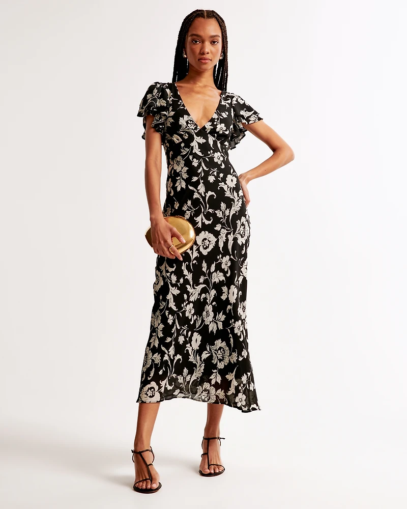 Ruffle Sleeve Maxi Dress