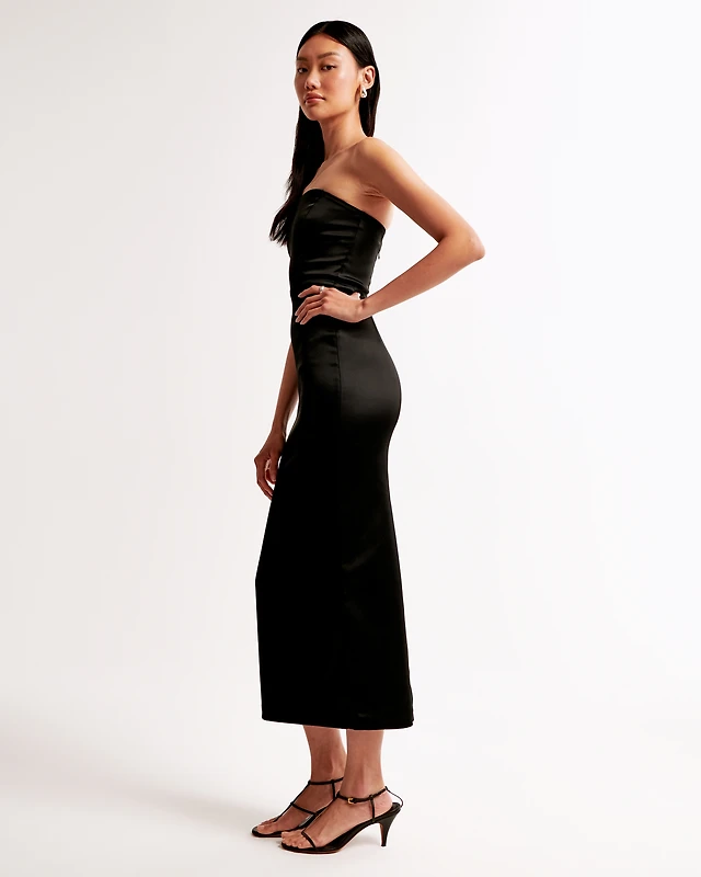 abercrombie black strapless dress Abercrombie & Fitch | Dresses | Abercrombie Black Maxi Satin Strapless Dress