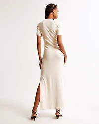 Short-Sleeve Maxi Sweater Dress