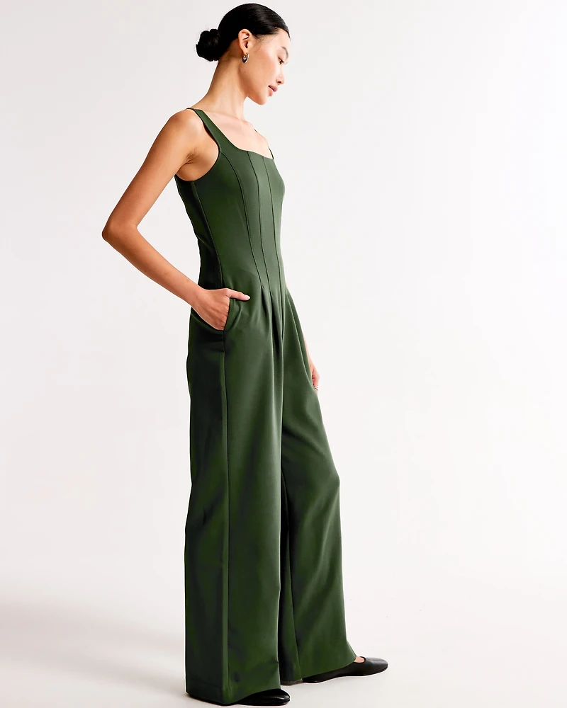 Squareneck Seamed Jumpsuit