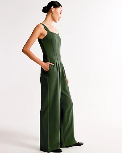 Squareneck Seamed Jumpsuit