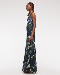 Plunge Godet Skirt Maxi Dress