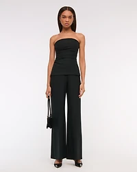 Strapless Ruched Peplum Jumpsuit