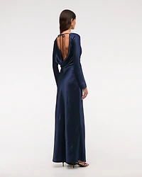 Long-Sleeve Cowl Back Maxi Dress