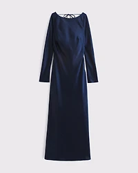 Long-Sleeve Cowl Back Maxi Dress