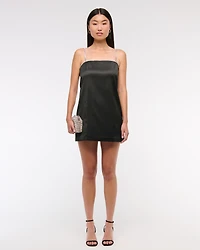 Straight Neck Diamante Mini Dress