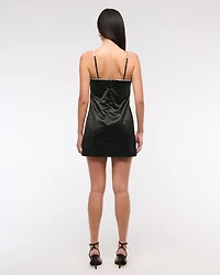 Straight Neck Diamante Mini Dress
