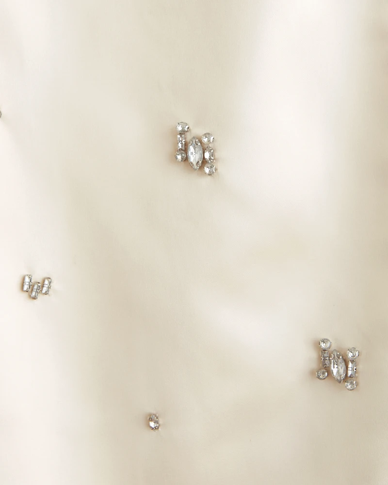 Satin Embellished Strapless Mini Dress