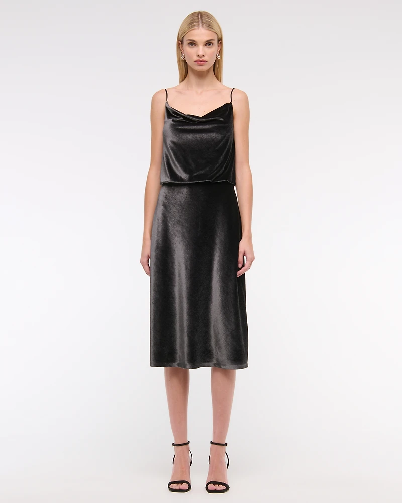 Velvet Open-Back Midi Dress