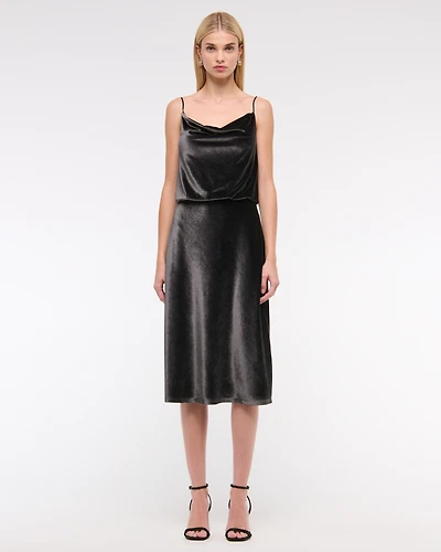Velvet Open-Back Midi Dress