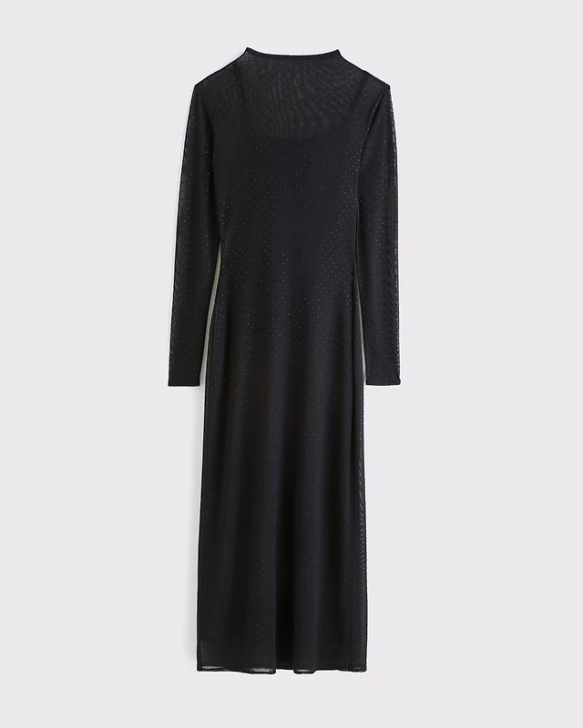 bra-free long-sleeve mesh maxi dress abercrombie petite small Abercrombie & Fitch Long-Sleeve Rhinestone Mesh Maxi Dress