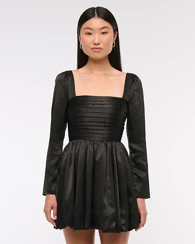 The A&F Emerson Bubble Hem Satin Mini Dress