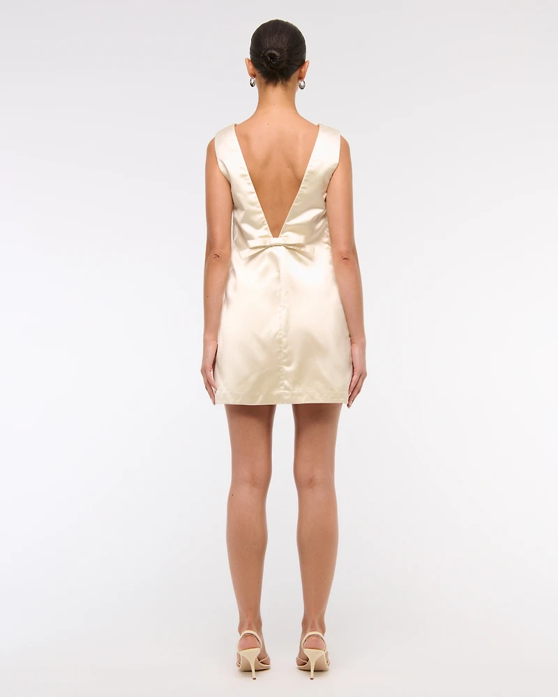 Plunge Bow-Back Mini Dress