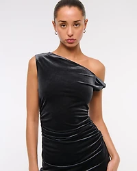 Off-The-Shoulder Velvet Mini Dress