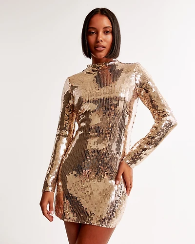 The A&F Paloma Long-Sleeve Sequin Mini Dress