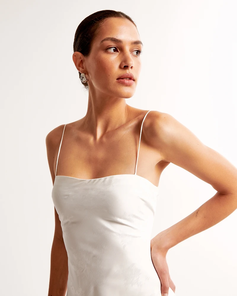 The A&F Julia Slip Satin Jacquard Maxi Dress