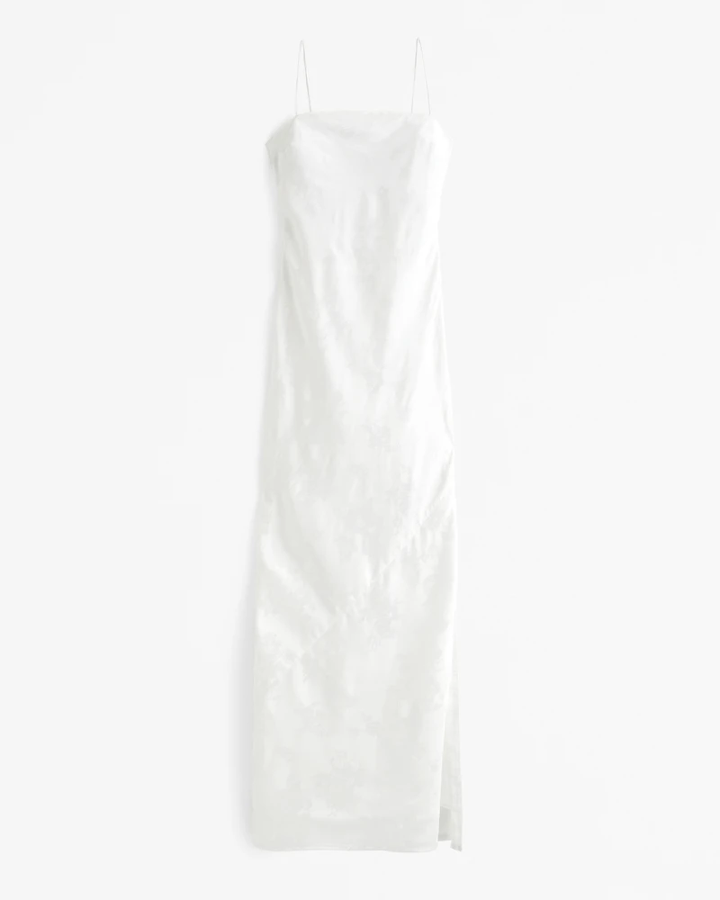 The A&F Julia Slip Satin Jacquard Maxi Dress