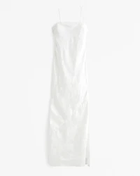 The A&F Julia Slip Satin Jacquard Maxi Dress