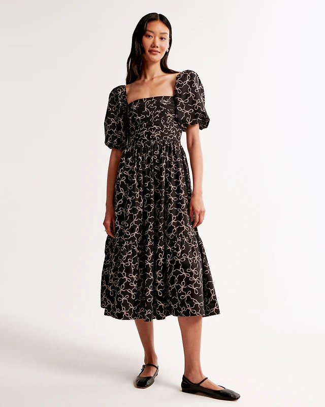 sweetheart neck dress midi Aiko Sweetheart-Neck Midaxi Dress in Black