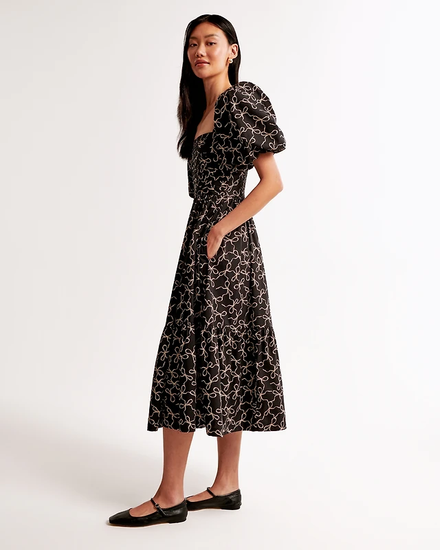 emerson angel sleeve midi dress Rent Abercrombie & Fitch Ecru Dress UK 16