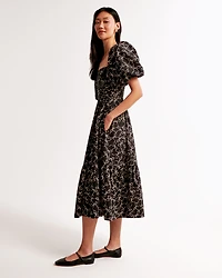 The A&F Emerson Poplin Puff Sleeve Midi Dress