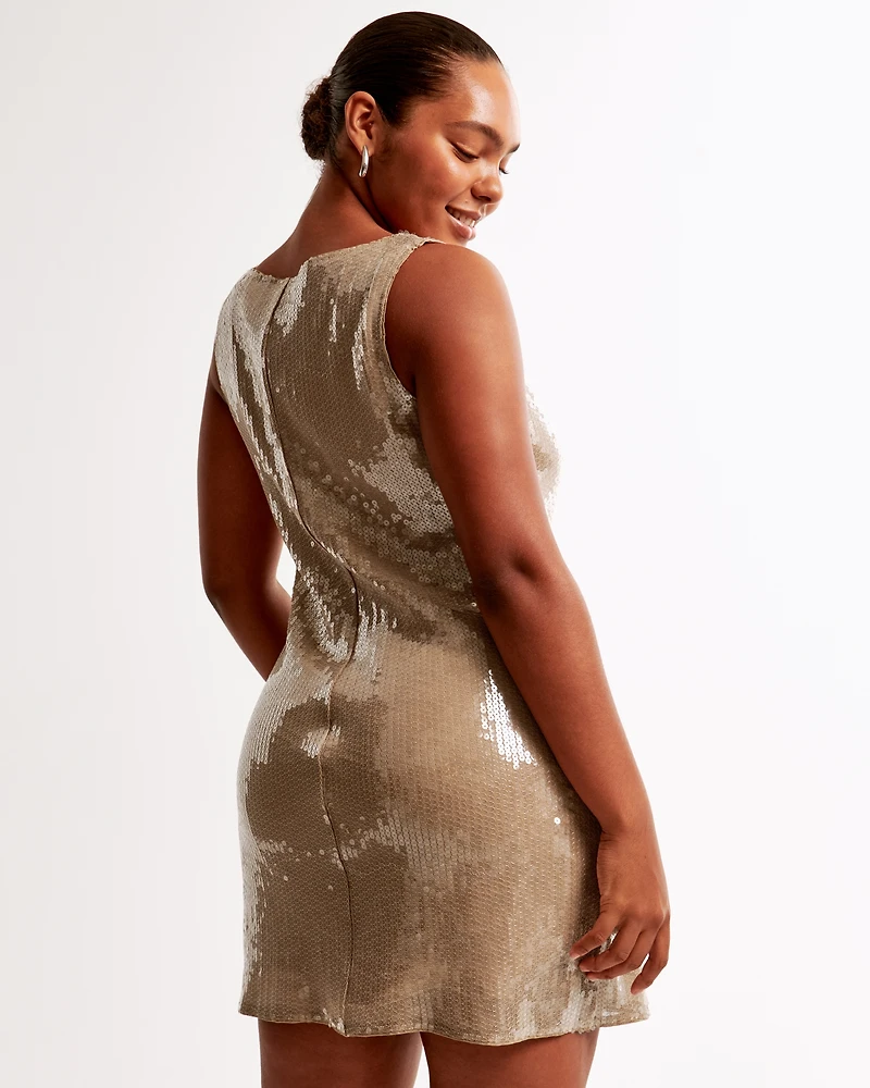 Sequin Squareneck Mini Dress
