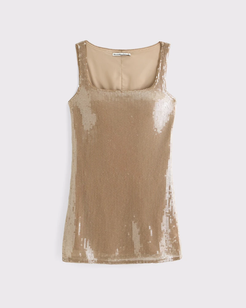 Sequin Squareneck Mini Dress