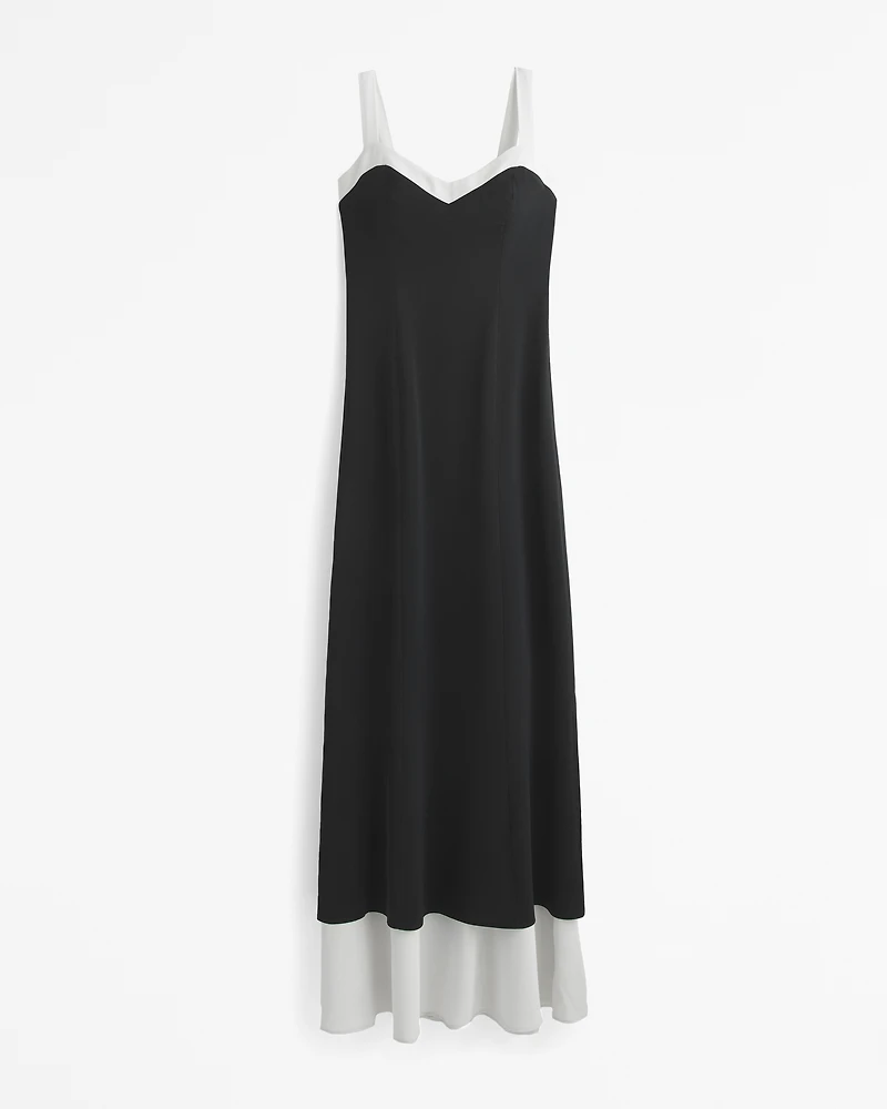 The A&F Julia Slip Contrast Tie-Back Maxi Dress
