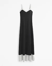 The A&F Julia Slip Contrast Tie-Back Maxi Dress