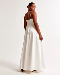 Lace-Trim Taffeta Maxi Dress