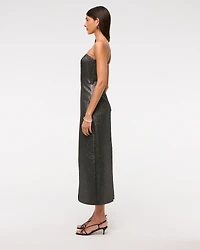 Metallic Strapless Midi Dress