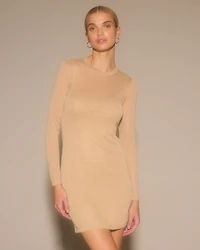 Long-Sleeve Sheer Mini Sweater Dress