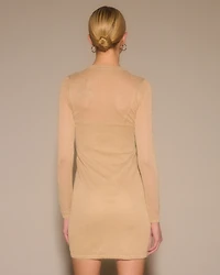 Long-Sleeve Sheer Mini Sweater Dress