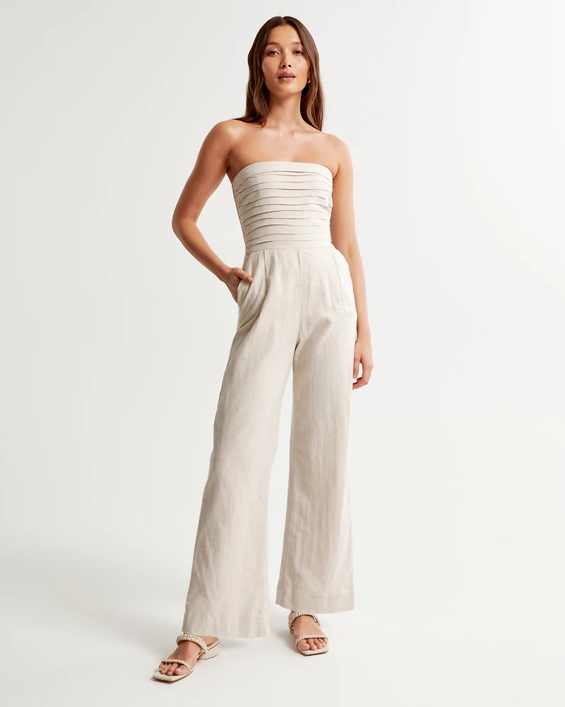 Emerson Linen-Blend Strapless Jumpsuit