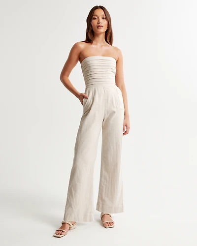 Emerson Linen-Blend Strapless Jumpsuit