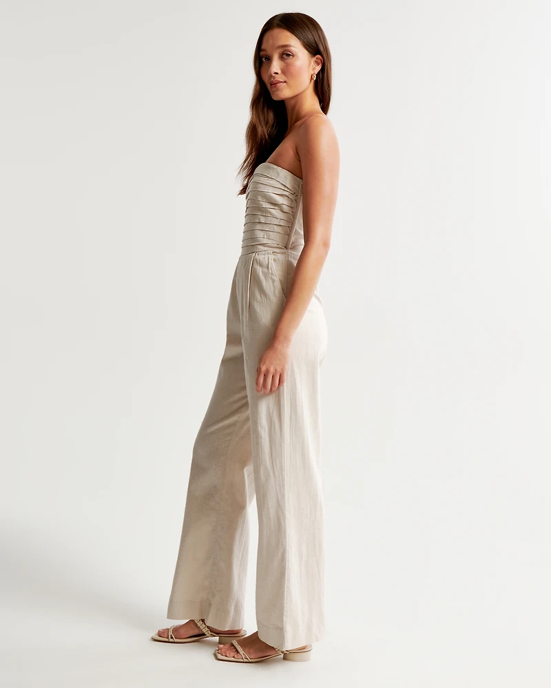 Emerson Linen-Blend Strapless Jumpsuit