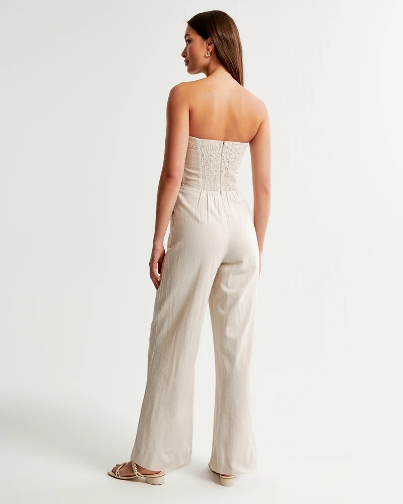 Emerson Linen-Blend Strapless Jumpsuit