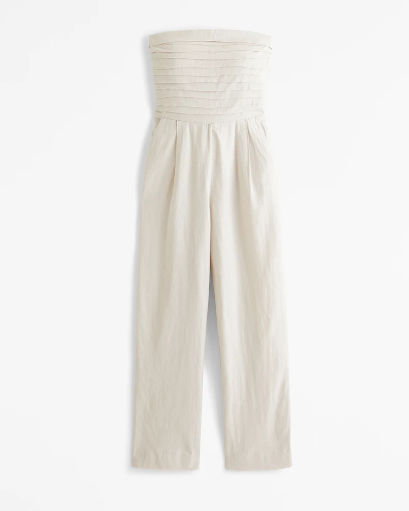 Emerson Linen-Blend Strapless Jumpsuit