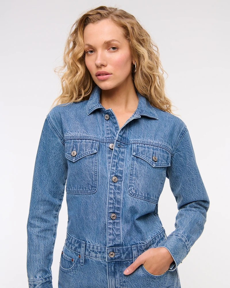 Long-Sleeve Denim Shirt Dress