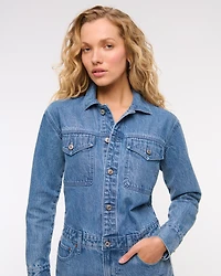 Long-Sleeve Denim Shirt Dress