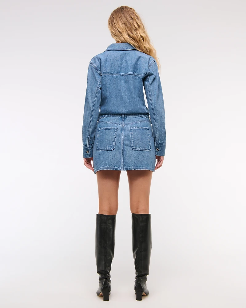 Long-Sleeve Denim Shirt Dress