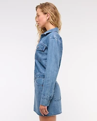 Long-Sleeve Denim Shirt Dress