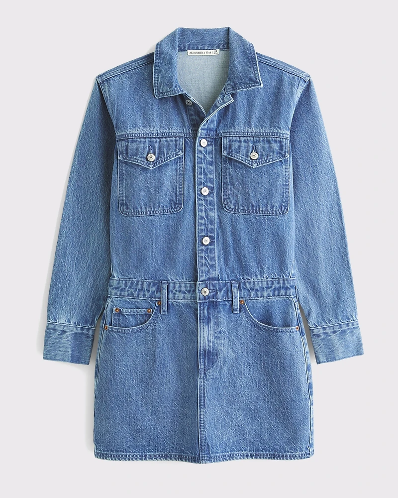 Long-Sleeve Denim Shirt Dress
