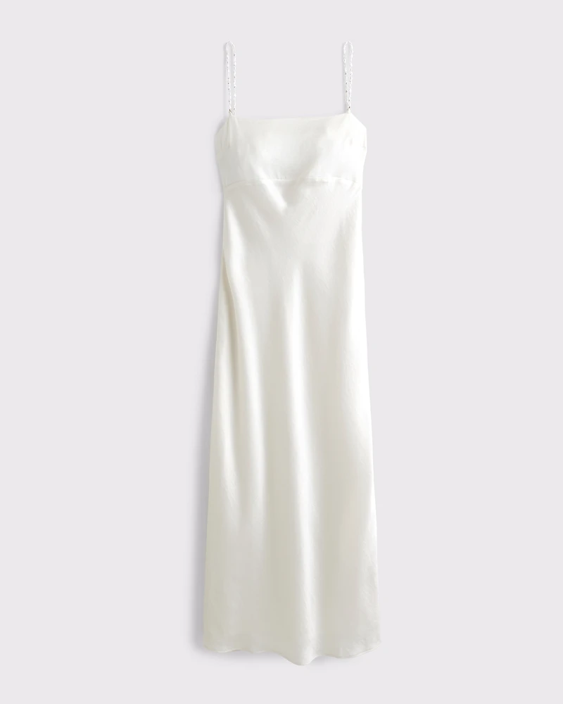 Faux Pearl Strap Maxi Dress