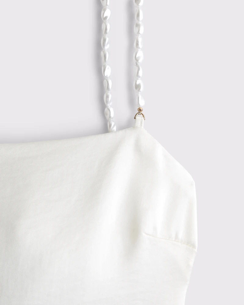 Faux Pearl Strap Maxi Dress