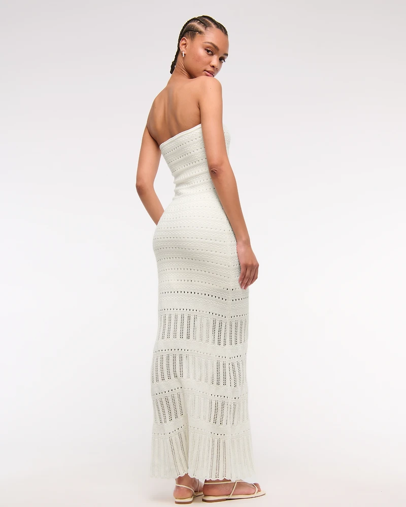 Strapless Crochet-Style Maxi Dress